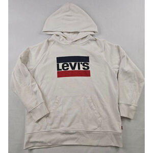 Levi's White Blue Logo Hoodie Size L